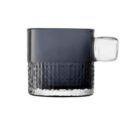 Rackhams LSA Glass Tealight Holder with Handle 9cm Slate - 9cm - 1 - Glass