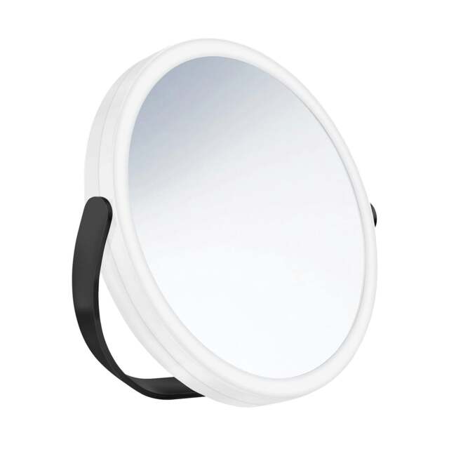 Rackhams Matt Black Double Sided LED Mirror - Freestanding with Swivel Stand 7x Magnification Rechargable Battery Bathroom Table Mirror - image 1
