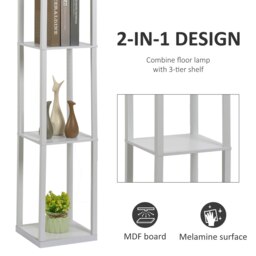 Rackhams Floor Lamp Reading Lamp with 3-Tier Storage Shelf White - thumbnail 5