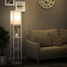 Rackhams Floor Lamp Reading Lamp with 3-Tier Storage Shelf White - thumbnail 3