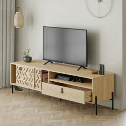Rackhams Dionysos Modern TV Unit Multimedia Centre with Storage TV Cabinet 170cm - Dark Oak - thumbnail 5