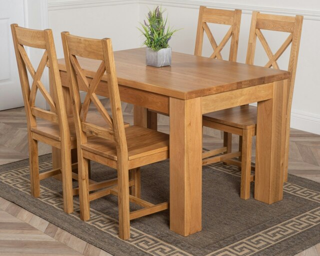 Rackhams Dakota Small Oak Dining Table with Berkeley Oak Chairs - Natural Oak - 4 chairs - image 1