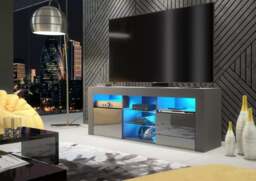 Rackhams Stylish Modern 145cm TV Unit with Grey Gloss Doors, and Free LED - 145 cm - 1 - Dark Grey Matt Body & Dark Grey Gloss Doors - thumbnail 5