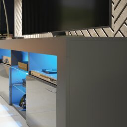 Rackhams Stylish Modern 145cm TV Unit with Grey Gloss Doors, and Free LED - 145 cm - 1 - Dark Grey Matt Body & Dark Grey Gloss Doors - thumbnail 4