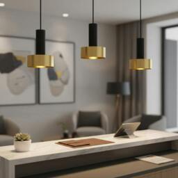 Rackhams 5 Watt Black & Gold Pendant Light Fixture - thumbnail 1