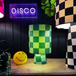Rackhams Portable Checkerboard Velvet lamps in Apple Sours - Maxi - 112cm Height - Rechargeable LED Bulb - thumbnail 3