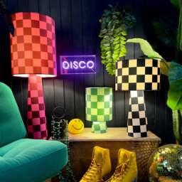 Rackhams Portable Checkerboard Velvet lamps in Apple Sours - Maxi - 112cm Height - Rechargeable LED Bulb - thumbnail 6