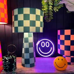 Rackhams Portable Checkerboard Velvet lamps in Apple Sours - Maxi - 112cm Height - Rechargeable LED Bulb - thumbnail 4
