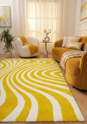 Rackhams Joli Striped Yellow & White Rug - 200X290 cm - thumbnail 2
