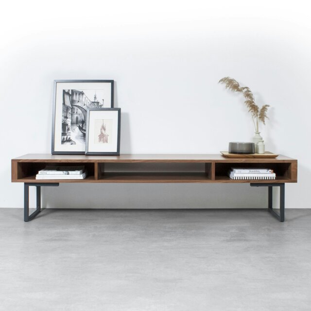 "Rackhams Marston Wide Coffee Table on Minimalist Square Legs - Iroko - 50cm (19.5"") deep - 180cm (71"") wide" - image 1