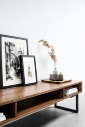 "Rackhams Marston Wide Coffee Table on Minimalist Square Legs - Iroko - 50cm (19.5"") deep - 180cm (71"") wide" - thumbnail 6