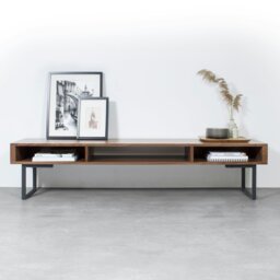 "Rackhams Marston Wide Coffee Table on Minimalist Square Legs - Iroko - 50cm (19.5"") deep - 180cm (71"") wide"