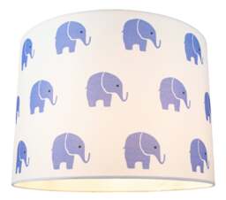 Rackhams Blue Elephants Children's/Kids White Cotton Fabric Bedroom Lamp or Pendant Shade - thumbnail 3