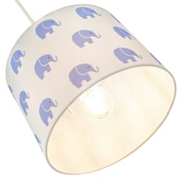 Rackhams Blue Elephants Children's/Kids White Cotton Fabric Bedroom Lamp or Pendant Shade - thumbnail 5