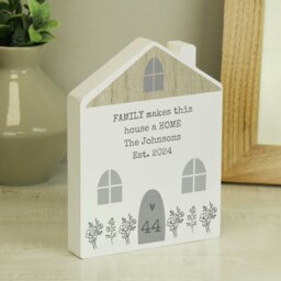 Rackhams Personalised Grey Wooden House Ornament