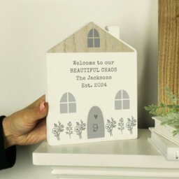 Rackhams Personalised Grey Wooden House Ornament - thumbnail 2