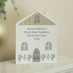 Rackhams Personalised Grey Wooden House Ornament - thumbnail 4