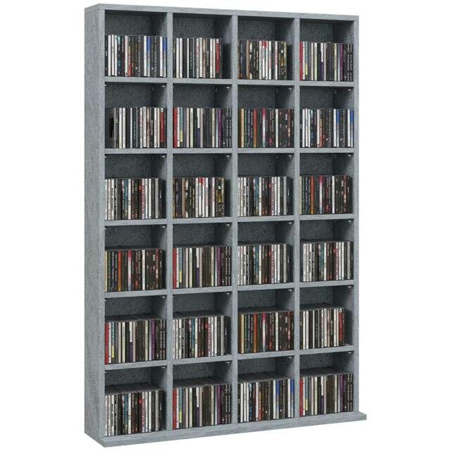 Rackhams CD Storage Unit with Adjustable Shelves, 89 x 130.5 cm, Cement Grey