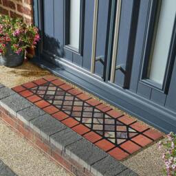 Rackhams Eco-Friendly Rubber Step Mat - Red Border - Set of 4