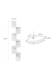 Rackhams 5 Tier Audrienne Corner Bookcase Wooden Zigzag Floating Corner Shelves - White - thumbnail 2