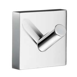 Rackhams Single Polished Chrome Towel Hook (45mm x 45mm) Wall Mounted Bathroom Storage Square Robe Hooks Clothes Hanger Coat Peg