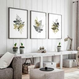 Rackhams Framed pictures living room - set of 3 wall art - 16 x 22 inches / 40.65 cm x 56 cm - Polyester Canvas 260 gsm - Canvas wrapped - thumbnail 2