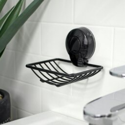 Rackhams Suctionloc Black Steel Suction Wall Mounted Soap Basket