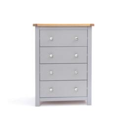 Rackhams Mirano 4 Drawer Chest of Drawers Chrome Knob - Grey - thumbnail 1