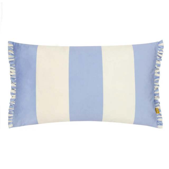 Rackhams Araya Velvet Striped Cushion Cover - Blue - 30cm x 50cm - Blue - 100% Polyester - image 1