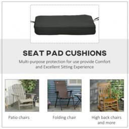 Rackhams Set of 6 Chair Cushion Seat Pads Dining Chair w/ Straps Indoor Outdoor Removable Tie On Garden Patio Black - thumbnail 6
