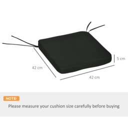 Rackhams Set of 6 Chair Cushion Seat Pads Dining Chair w/ Straps Indoor Outdoor Removable Tie On Garden Patio Black - thumbnail 3