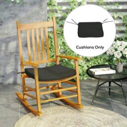 Rackhams Set of 6 Chair Cushion Seat Pads Dining Chair w/ Straps Indoor Outdoor Removable Tie On Garden Patio Black - thumbnail 2