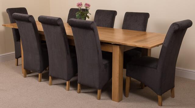 Rackhams Richmond Large Oak Extending Dining Table with Montana Fabric Chairs - 8 chairs - Black - image 1