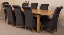 Rackhams Richmond Large Oak Extending Dining Table with Montana Fabric Chairs - 8 chairs - Black - thumbnail 3