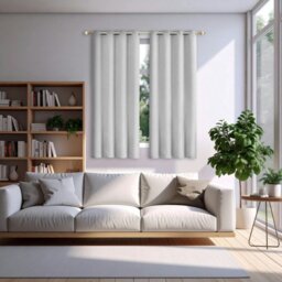 Rackhams Off White Lined Blackout Eyelet Curtains - 46 x 54 Inch Drop - 2 Panel - thumbnail 6