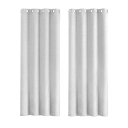Rackhams Off White Lined Blackout Eyelet Curtains - 46 x 54 Inch Drop - 2 Panel