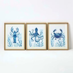 Rackhams Set of 3 Blue Sea Animal Wall Art