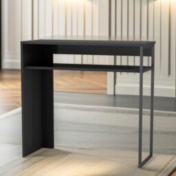 Rackhams 2 Tier Hallway Console Table With Steel Frame Black - thumbnail 4