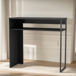 Rackhams 2 Tier Hallway Console Table With Steel Frame Black - thumbnail 3