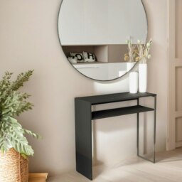 Rackhams 2 Tier Hallway Console Table With Steel Frame Black