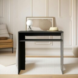 Rackhams 2 Tier Hallway Console Table With Steel Frame Black - thumbnail 2