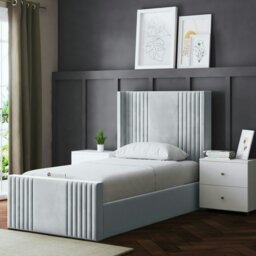 Rackhams Elara Ottoman Bed with Winged Panel Headboard - Silver - Single / 3ft