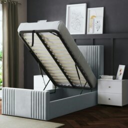 Rackhams Elara Ottoman Bed with Winged Panel Headboard - Silver - Single / 3ft - thumbnail 5