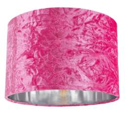 "Rackhams Modern Pink Crushed Velvet 12"" Table/Pendant Lamp Shade with Shiny Silver Inner"