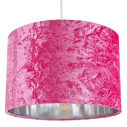 "Rackhams Modern Pink Crushed Velvet 12"" Table/Pendant Lamp Shade with Shiny Silver Inner" - thumbnail 3