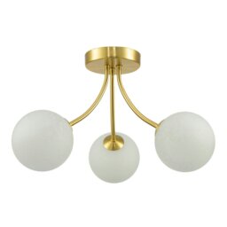 Rackhams Modern Designer Satin Gold Ceiling Light with Alabaster Globe Glass Shades - thumbnail 2