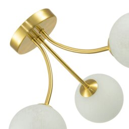 Rackhams Modern Designer Satin Gold Ceiling Light with Alabaster Globe Glass Shades - thumbnail 5