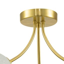Rackhams Modern Designer Satin Gold Ceiling Light with Alabaster Globe Glass Shades - thumbnail 4