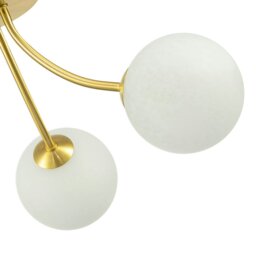 Rackhams Modern Designer Satin Gold Ceiling Light with Alabaster Globe Glass Shades - thumbnail 3