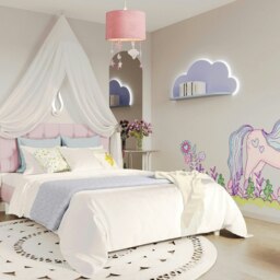 Rackhams Soft Blush Pink Velvet Pendant Lamp Shade with Hanging Felt Stars and Clouds - thumbnail 6
